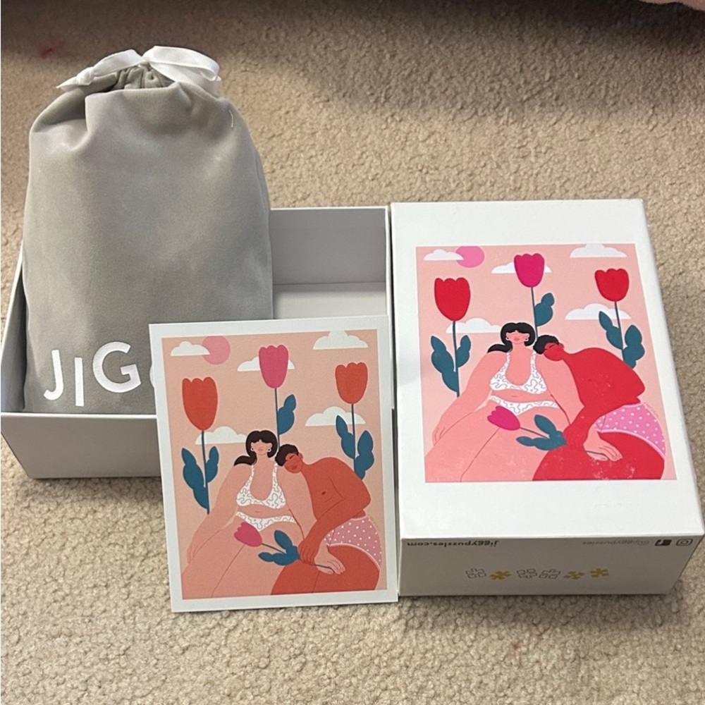 Jiggy Puzzle — Pink Floral Couple Illustration